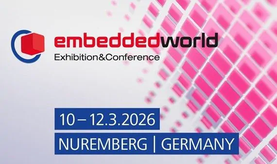 Banner announcing participation in the embedded world Exhibition & Conference 2026